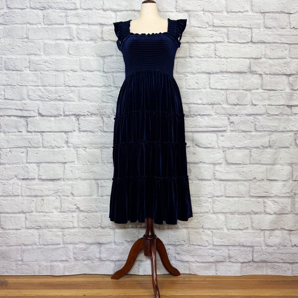 Few Moda New York Indigo Velvet Tiered Dress